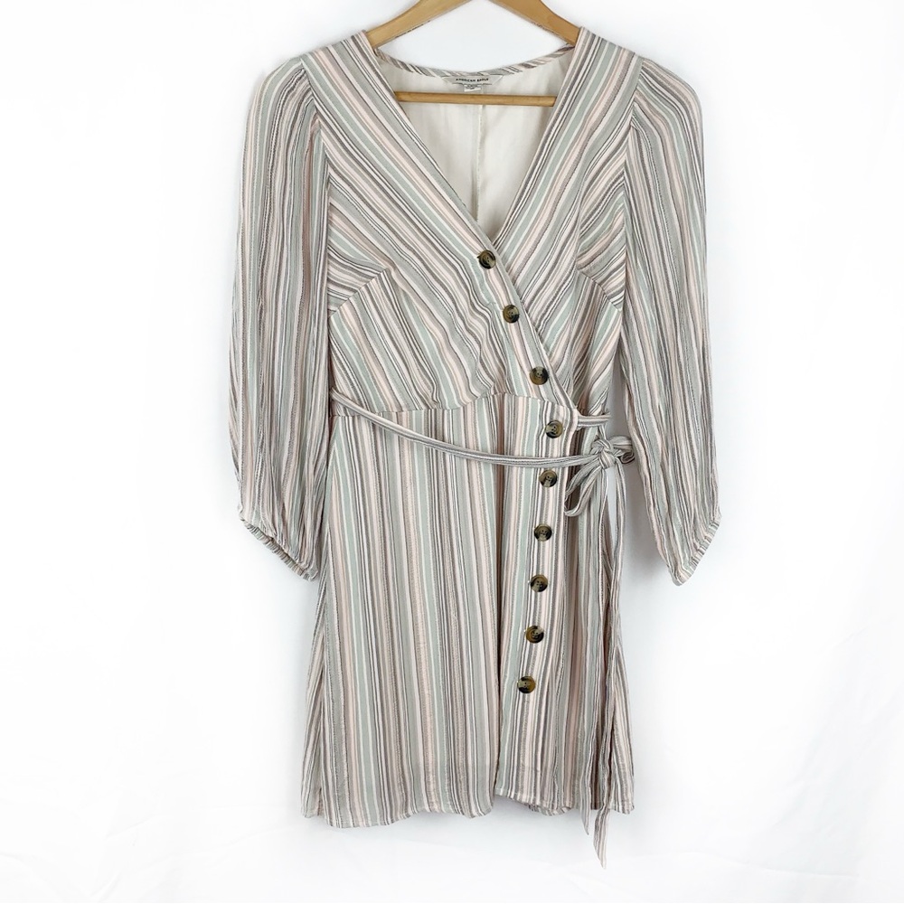 American Eagle Striped Wrap Style Dress
